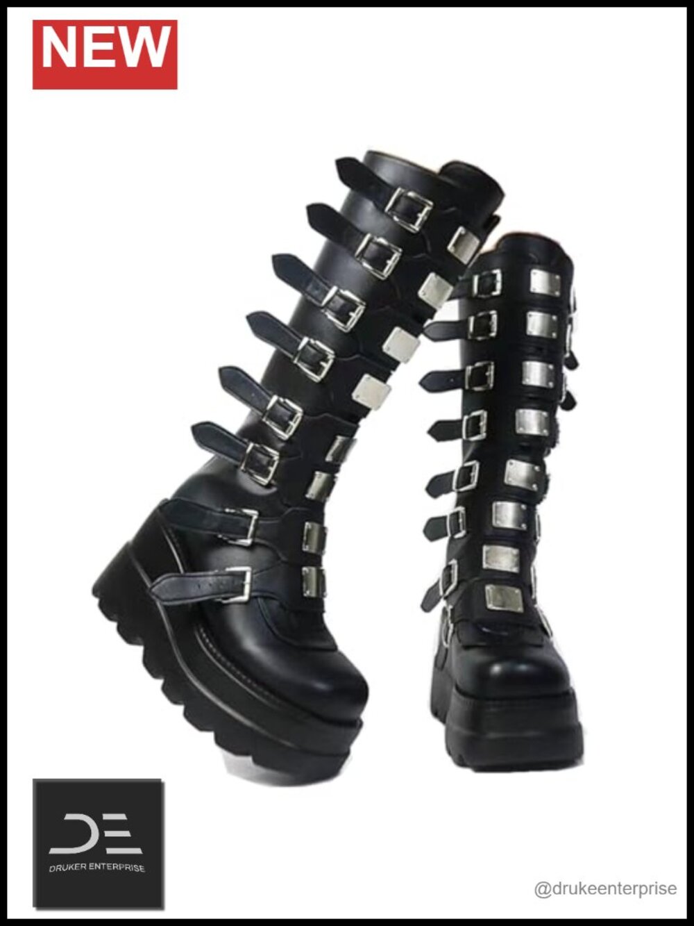 Gothic Chunky Platform Boots, High Heel Wedge Lace-up Motorcycle Booties with - Picture 1 of 6